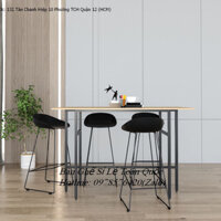 bộ bàn ghế chân sắt vuông mặt gỗ