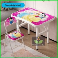 Bộ bàn ghế cho bé học gấp gọn 60x40cm GHẾ ĐỆM, bộ bàn học xếp gọn phù hợp cho bé mẫu giáo tiểu học, Bộ bàn học helo kity