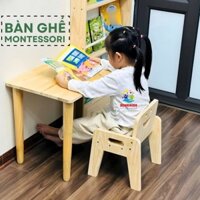 Bộ Bàn Ghế Chống Gù Cho Bé Bằng Gỗ, Bàn Ghế Cho Bé Mầm Non Montessori Giúp Bé Ngồi Đúng Tư Thế Học, Ghế Ngồi Học Cho Bé