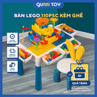 Bộ Bàn Ghế Đa Năng Ráp Lego Kết Hợp Bàn Học Kèm 110 Chi Tiết Lắp Ghép
