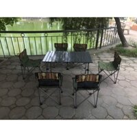 Bộ bàn ghế dã ngoại cao cấp, bàn kim loại không rỉ