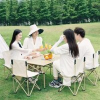 Bộ bàn ghế dã ngoại gấp gọn mang đi du lịch, bàn ghế camping bằng hợp kim nhôm chống nước cho nhóm 6 người
