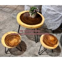 bộ bàn ghế đôn me tây ghế me tây mặt tròn chân sắt bàn ghế me tây quán cafe