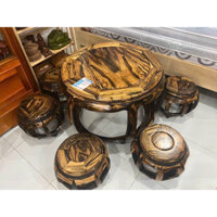 bộ bàn ghế đôn trống gỗ mun 7 món ( có ship toàn quốc )