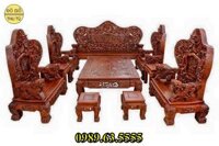 Bộ Bàn Ghế Đồng Kỵ Gỗ Hương Chạm Cửu Long Bát Mã