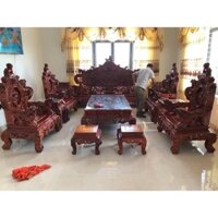 Bộ bàn ghế đồng kỵ nghê bảo đỉnh gỗ hương đỏ
