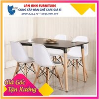 Bộ bàn ghế Eames _bàn HCN +4 ghế eames chân gỗ sồi ( LA-CT005 )