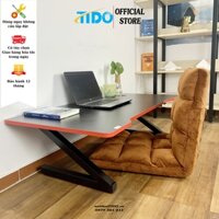 Bộ bàn  ghế gaming ngồi bệt chân Z TIDO TI-GMBCZ - Khung sắt chữ Z, gấp gọn - Bàn dài 1m - 1m2 - Viền đỏ - Ghế nâu - Lớn 120x60x35 Cm.