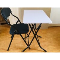 BỘ BÀN GHẾ GẤP GỌN 40X60 MẶT BÀN TRẮNG CHÂN CAO 72CM SƠN TĨNH ĐIỆN CỰC BỀN