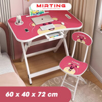 Bộ Bàn Ghế Gấp Gọn MIRTING Thiết Kế Có Khe Để Sách Ngăn Kéo Tay Cầm và Chỗ Để Cốc Nước Tiện Lợi