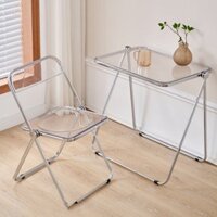 Bộ Bàn ghế gấp gọn trong suốt độc lạ decor phòng ngủ đẹp - Bàn ghế làm việc, Bàn ghế cafe gấp gọn chill 70cm x 50cm