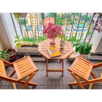 Bộ Bàn Ghế Gỗ 2 Ghế gấp Gọn Ngoài Trời
