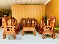 Bộ Bàn Ghế Gỗ Cẩm Lai Tay 14 Chạm Nghê - SL919