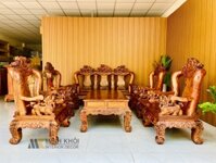 Bộ Bàn Ghế Gỗ Cẩm Lai Tay 14 Chạm Nghê - SL919