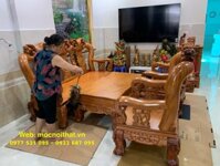 Bộ Bàn Ghế Gõ Đỏ Minh Quốc Đào Trái Nhỏ Bàn Hộp Tay 14 – SLG085
