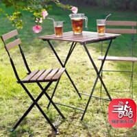 Bộ Bàn Ghế Gỗ Gấp Gọn Cafe Ngồi Gia Đình Decor Quán Ăn, Quán Cafe