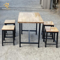Bộ Bàn Ghế Gỗ Ghép Chân Sắt Giá Xưởng