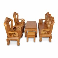Bộ bàn ghế gỗ gõ đỏ chạm lân 6 món tay 12 , bộ bàn ghế phòng khách cao cấp , bàn ghế gỗ