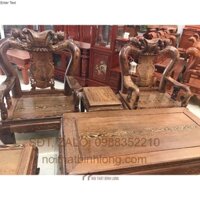Bộ Bàn Ghế Gỗ Mun Đuôi Công Quốc Đào Tay 12