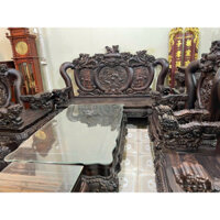Bộ bàn ghế gỗ mun hoa đục trạm khắc tinh xảo