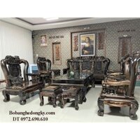 Bộ Bàn Ghế Gỗ Mun Hoa Tay Voi Cho Phòng Khách VIP