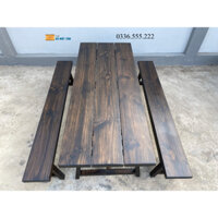 Bộ Bàn Ghế Gỗ Thông, Bàn Ghế k3 Gỗ Thông Dài 1,2m Rộng 70cm Dày 4cm