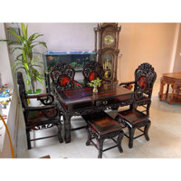 Bộ bàn ghế gỗ trắc hàng cực đẹp bàn 130x70 cao 65.