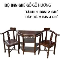 Bộ bàn ghế góc, bàn bán Nguyệt hoa mai bộ bàn trà tròn trang trí nhà của gỗ hương