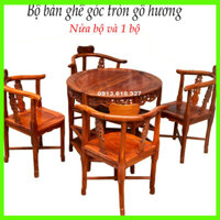 Bộ bàn ghế góc nửa phòng khách gỗ hương 2 ghế 1 bàn