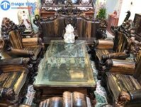 Bộ bàn ghế Hoàng Gia Gỗ Mun Hoa Lào V10 Nguyên Khối