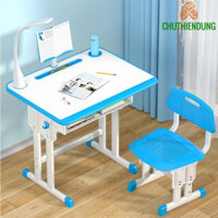 Bộ Bàn Ghế Học Sinh Chống Gù, Chống Cận, Bàn Học Thông Minh Cho Bé Tăng Chỉnh Chiều Cao Tuỳ Ý ( Kèm đèn và giá đỡ sách)