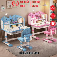 Bộ Bàn Ghế Học Sinh Có Giá Sách, Bàn Học Cho Bé Tiểu Học Nâng Hạ Chiều Cao Linh Hoạt | Hufu Interior