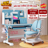 Bộ bàn ghế học sinh Lumili R224 - Chống gù chống cận nâng hạ tay quay, ghế thiết kế thông minh