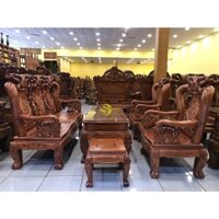 Bộ Bàn Ghế Hương Đá Chạm Đào Chim Tay Rồng Bàn Chạm BBG018