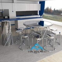 Bộ bàn ghế inox 201 dành cho 10 người- Nội Thất Tân Hòa Phát