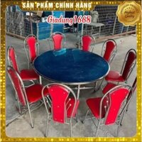 Bộ bàn ghế inox bàn tròn ghế có tựa lưng đệm