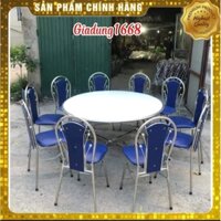 Bộ bàn ghế inox bàn tròn ghế inox có tựa lưng