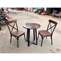 bộ bàn ghế khung sắt mặt gỗ quán cafe trà sữa bàn ghế ăn bàn ghế khách sạn nhà nghĩ