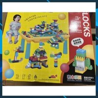 Bộ bàn ghế lego cho bé xếp hình có bi trượt loại lớn