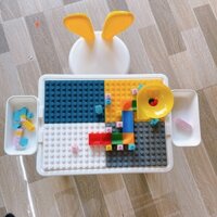 Bộ bàn ghế Lego đa năng kèm Ghế gấp gọn tiện lợi dễ tháo lắp Kèm Lego lớn và bóng cho bé phát triển tư duy