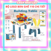 Bộ bàn ghế lego lắp ghép đa năng kiêm bàn học cho bé tặng kèm túi đồ chơi lắp ráp xếp hình 110 chi tiết tư duy sáng tạo