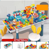 Bộ bàn ghế lego lắp ghép đa năng kiêm bàn học cho bé tặng kèm túi đồ chơi lắp ráp xếp hình 110 chi tiết tư duy sáng tạo