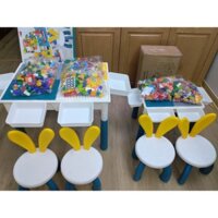 Bộ Bàn ghế lego xếp hình lego đa chức năng 340 và 610 chi tiết cho trẻ em