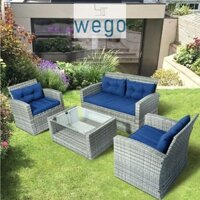Bộ bàn ghế mây nhựa / Bàn ghế ngoài trời / Outdoor Furniture Rattan Chair Sofa Set Balcony Table Garden Sofa 3 seater