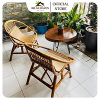 Bộ bàn ghế mây tre, bộ 2 ghế + 1 bàn con sò tự nhiên cao cấp dùng thư giãn decor ban công sân vườn_nt/RELAX HAVEN