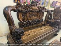 Bộ bàn ghế Minh Nghê bảo đỉnh tay 22 gỗ mun hoa Lào hàng siêu đẳng cấp