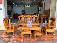 Bộ Bàn Ghế Minh Quốc Đào Chim Tay 12 Gỗ Gụ Ta Quảng Bình (Vách Liền)