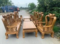 Bộ bàn ghế Minh Quốc Đào cột 12 gỗ Gụ 6 món hàng đẹp chọn lọc tuyển vân