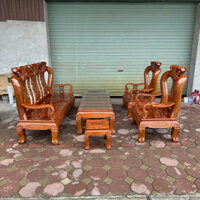 Bộ Bàn Ghế Minh Quốc Đào Tay 10 Gỗ Lim Sơn Pu Màu Hương ( Đồ Gỗ Khải Phát )