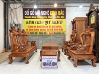 Bộ bàn ghế minh quốc nghê cột 10-6 món (gỗ hương đá)